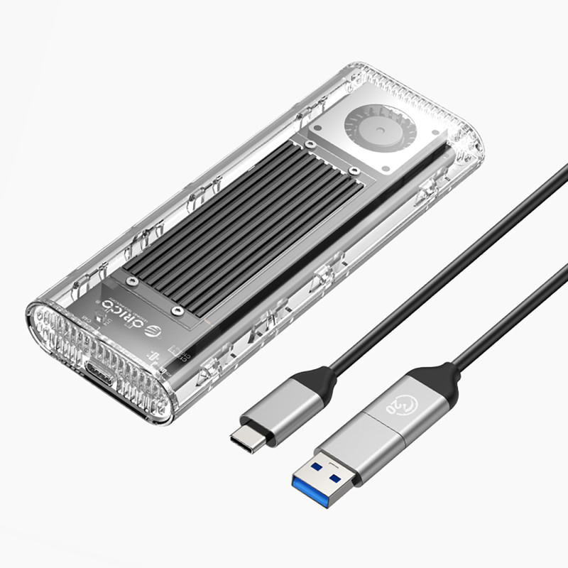 
TCM2-G20 M.2 NVME USB-C 3.2 20Gb/ s disko dėklas – sidabrinis skaidrus
