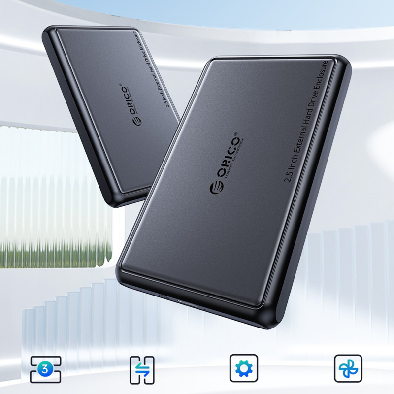 DDL25-C3 2,5 colio HDD / SSD USB-C 5Gb/ s disko dėklas – juodas
