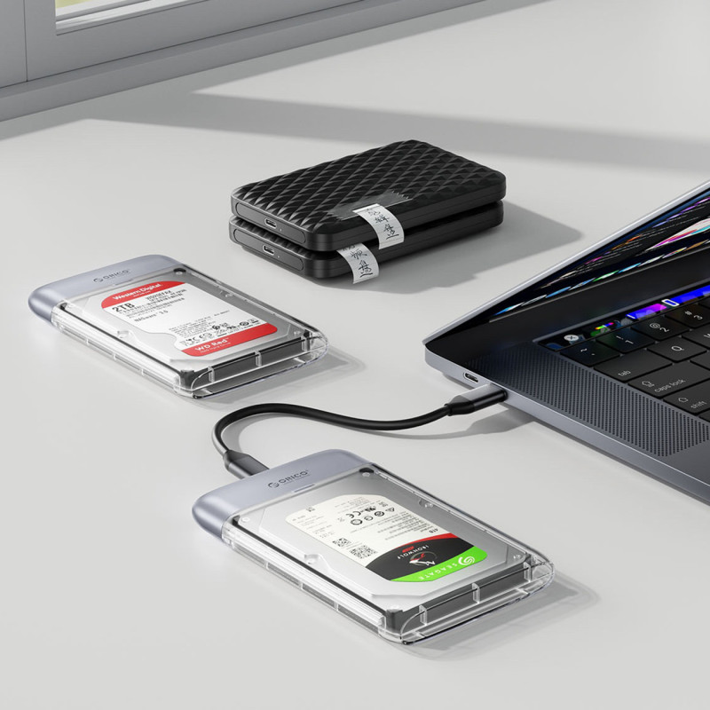 TX25C3 2,5 colio HDD / SSD USB-C 5Gb/ s dėklas – skaidrus