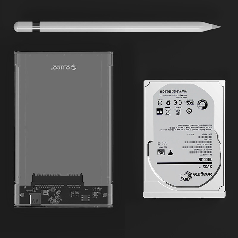 2139C3 2,5 colio HDD / SSD USB-C 5Gb/ s korpusas – skaidrus