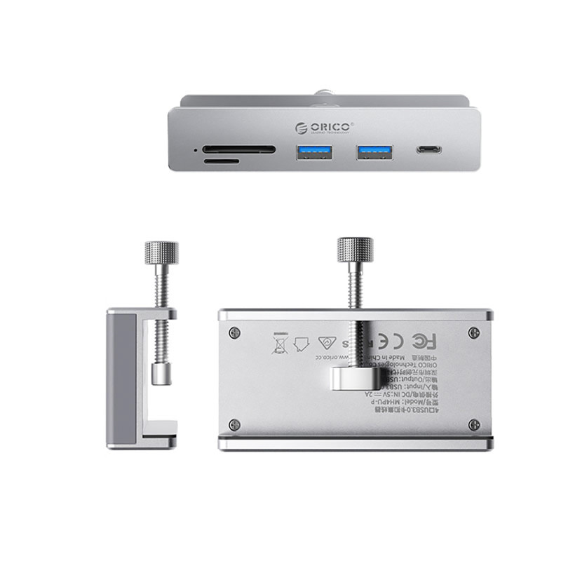 MH5PC su gnybtu tvirtinamas šakotuvas USB-C / USB-A USB-C SD TF – sidabrinis