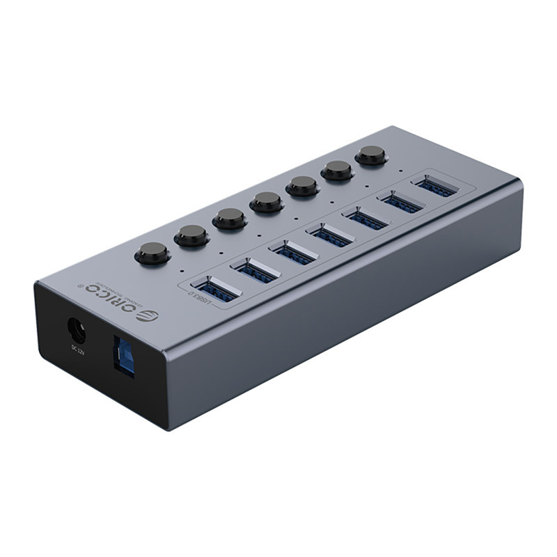 BT2U3-7AB šakotuvas su 7x USB-A jungikliais – pilka