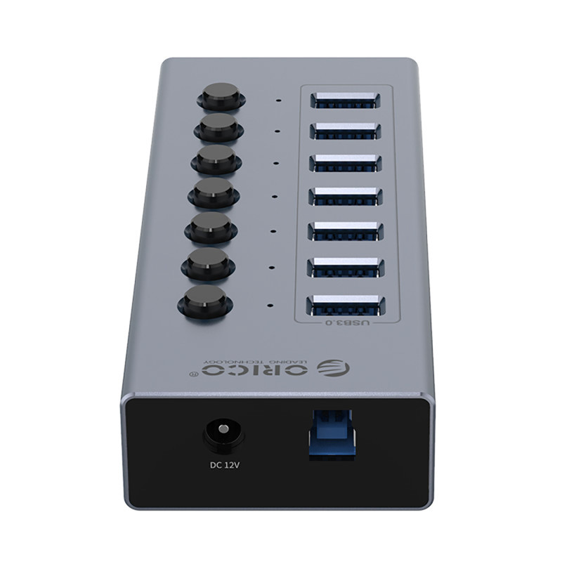 BT2U3-7AB šakotuvas su 7x USB-A jungikliais – pilka