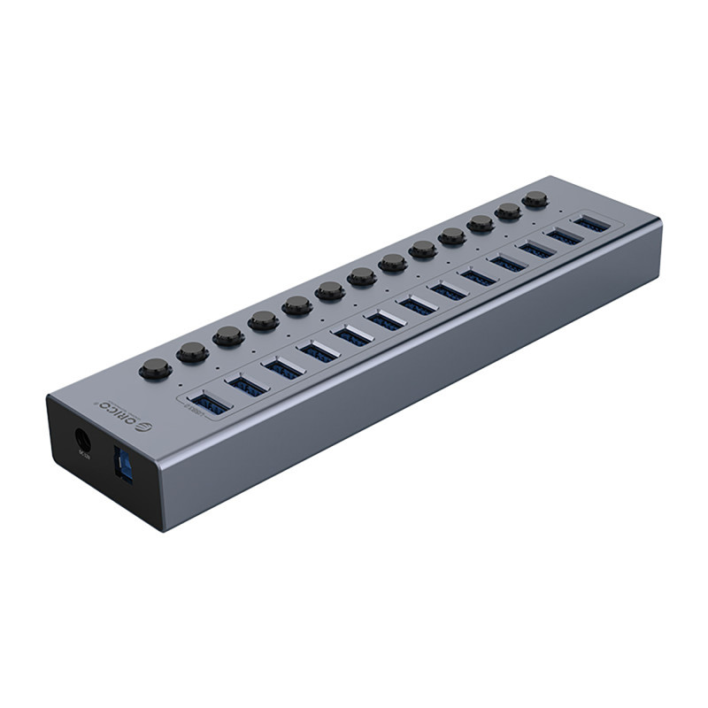 BT2U3-13AB šakotuvas su 13x USB-A jungikliais – pilka