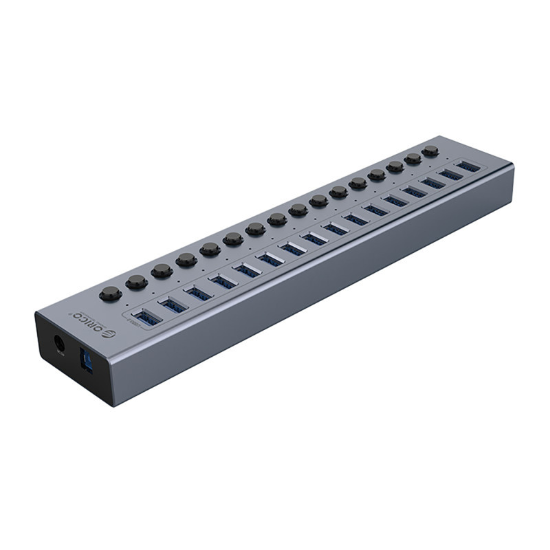 BT2U3-16AB šakotuvas su 16x USB-A jungikliais – pilka