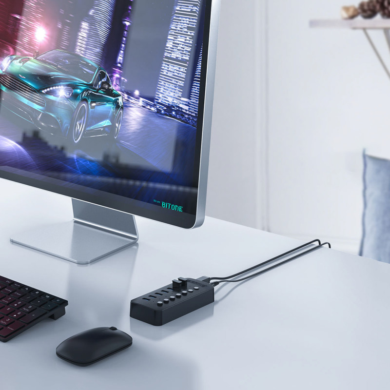 Hub CT2U3-13AB su 13x USB-A jungikliais - juodas