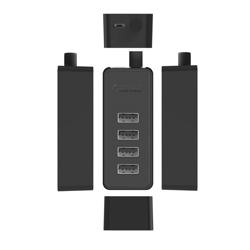 Stebulės skirstytuvas W5P-U2-030 4x USB-A 30cm - juodas