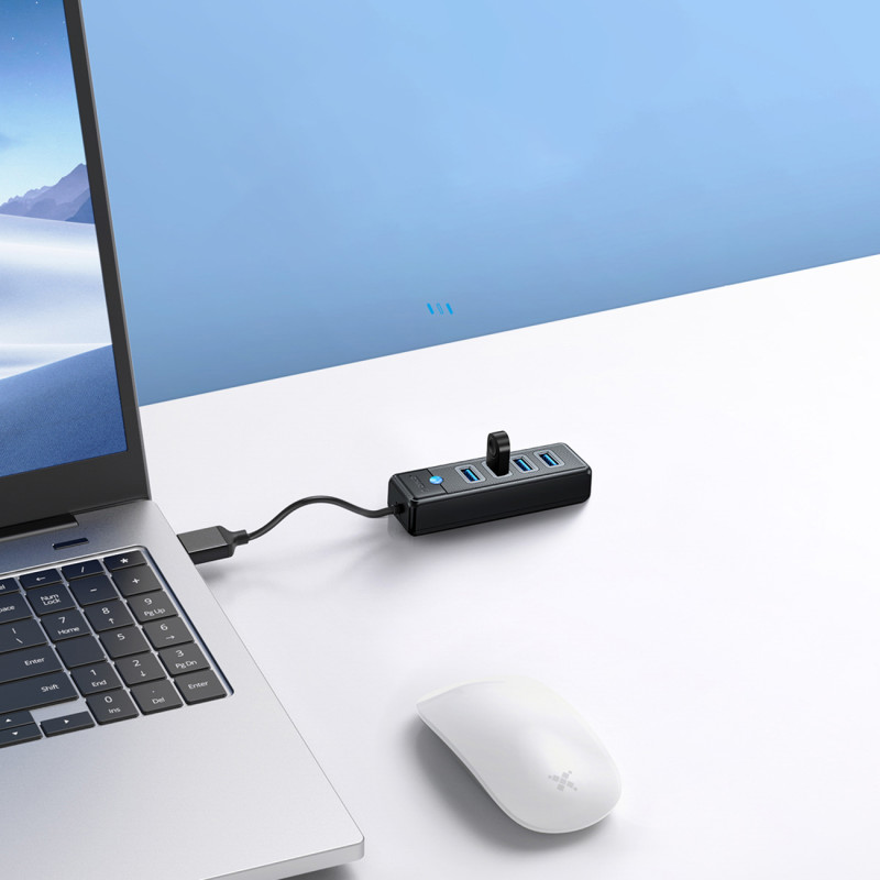 Stebulės skirstytuvas PW4U-U3 USB-A - 4x USB-A - juodas