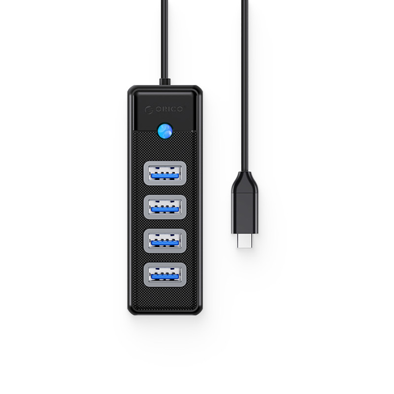 Stebulės skirstytuvas PW4U-C3 USB-C - 4x USB-A - juodas