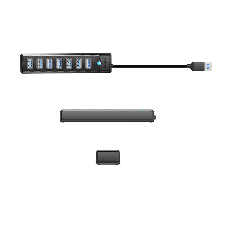 Stebulės skirstytuvas PW7U-U3 7x USB-A USB-C 5V 3A 1m – juodas