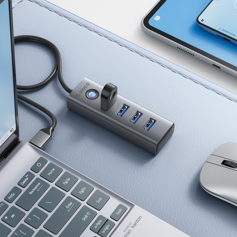 Stebulės adapterio skirstytuvas PDD4U-U3 4x USB-A - pilka