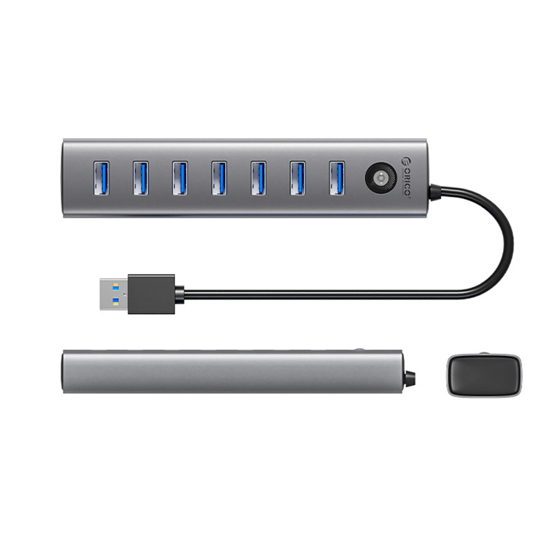Hub CL7U-U3 skirstytuvas 7x USB-A USB-C 5V 3A 1m - pilka