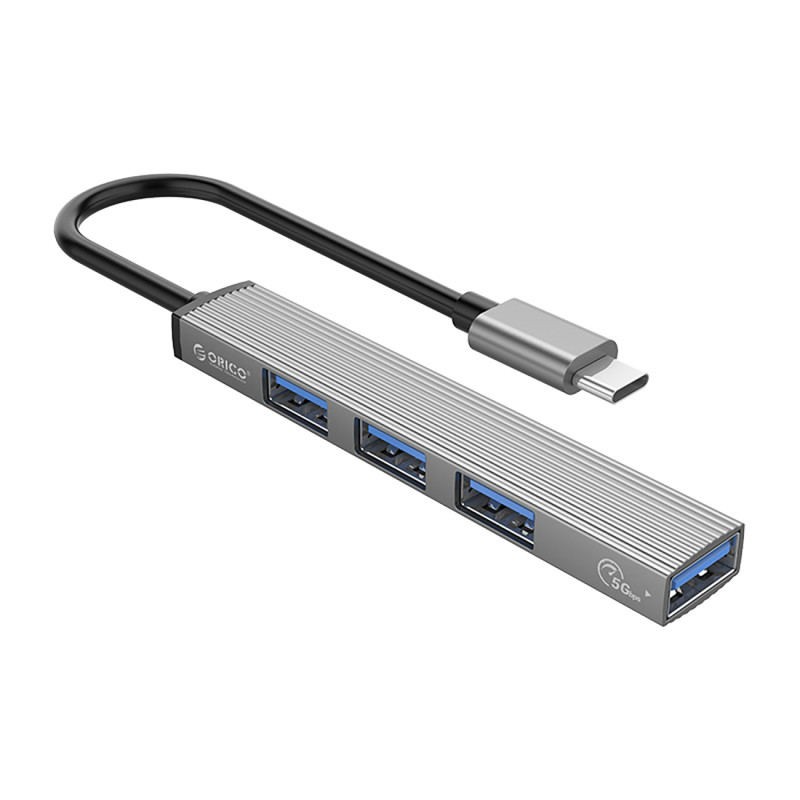 Hub AH-13 doko stoties skirstytuvas USB-C iki 4x USB-A – pilka