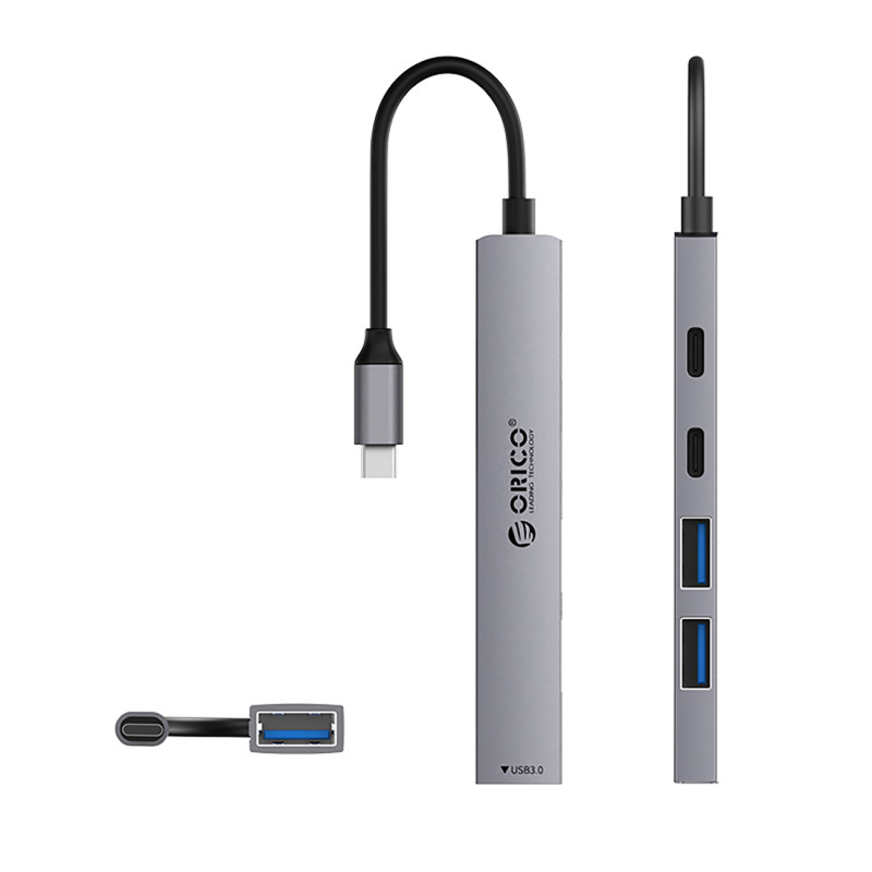 Hub YSB4-U2 USB-C į USB-A USB-C prijungimo stotis – pilka
