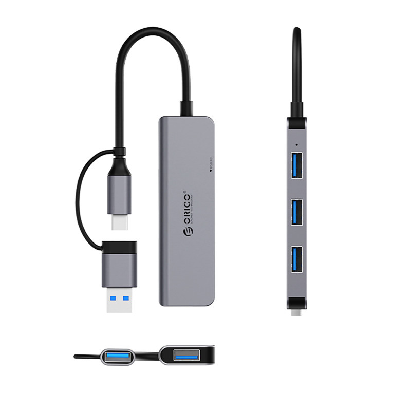 Hub YSA5-U3 prijungimo stotelė USB-A / USB-C iki 4x USB-A – pilka