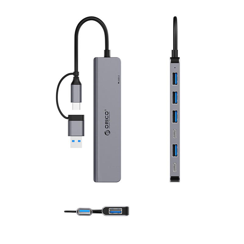 Hub YSA7-U3 USB-A / USB-C į USB-A USB-C prijungimo stotis – pilka