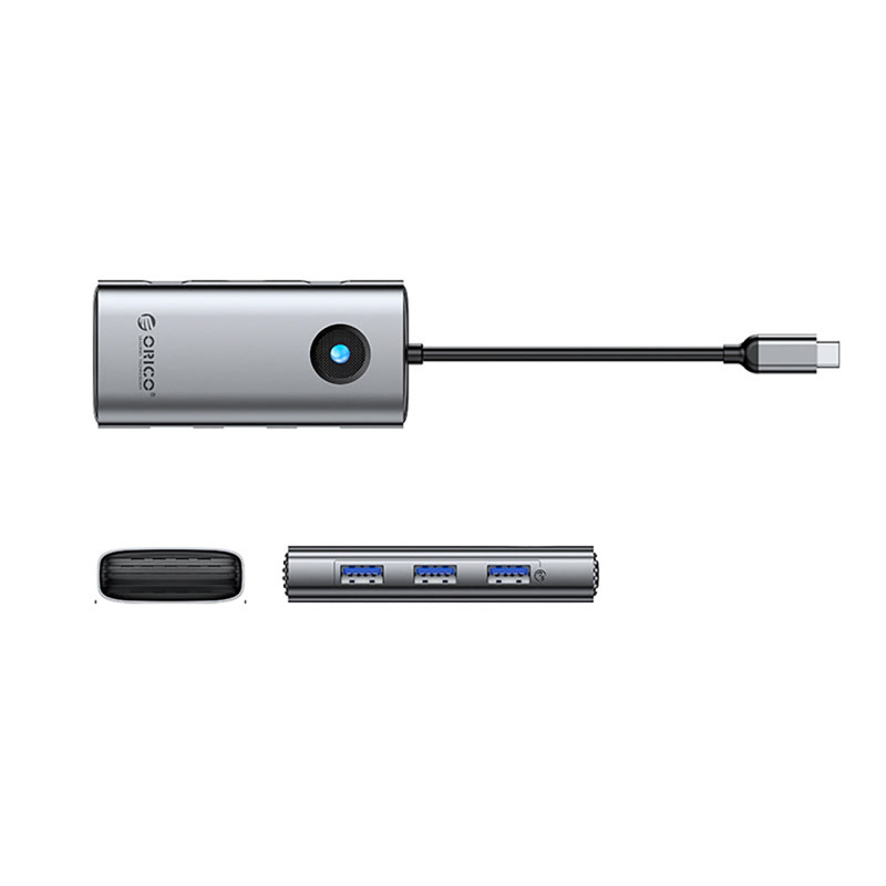 Hub PW11-6P USB-C į USB-A USB-C HDMI skirstytuvas – pilka