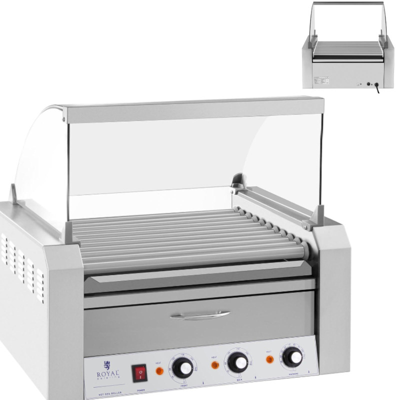 Roletas su dangteliu ir kaitinimo stalčiumi bandelėms 20 dešrelių HotDog 2600W 230V Royal Catering