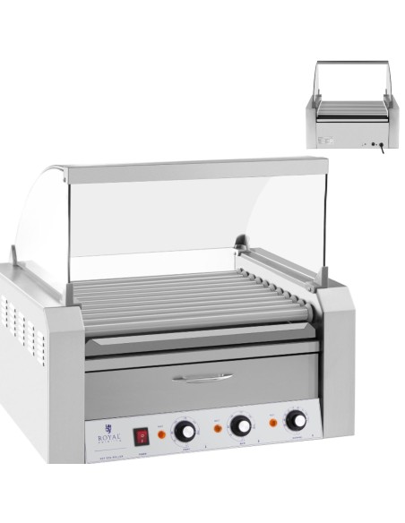 Roletas su dangteliu ir kaitinimo stalčiumi bandelėms 20 dešrelių HotDog 2600W 230V Royal Catering Roletas su dangteliu ir kaitinimo stalčiumi bandelėms 20 dešrelių HotDog 2600W 230V Royal Catering