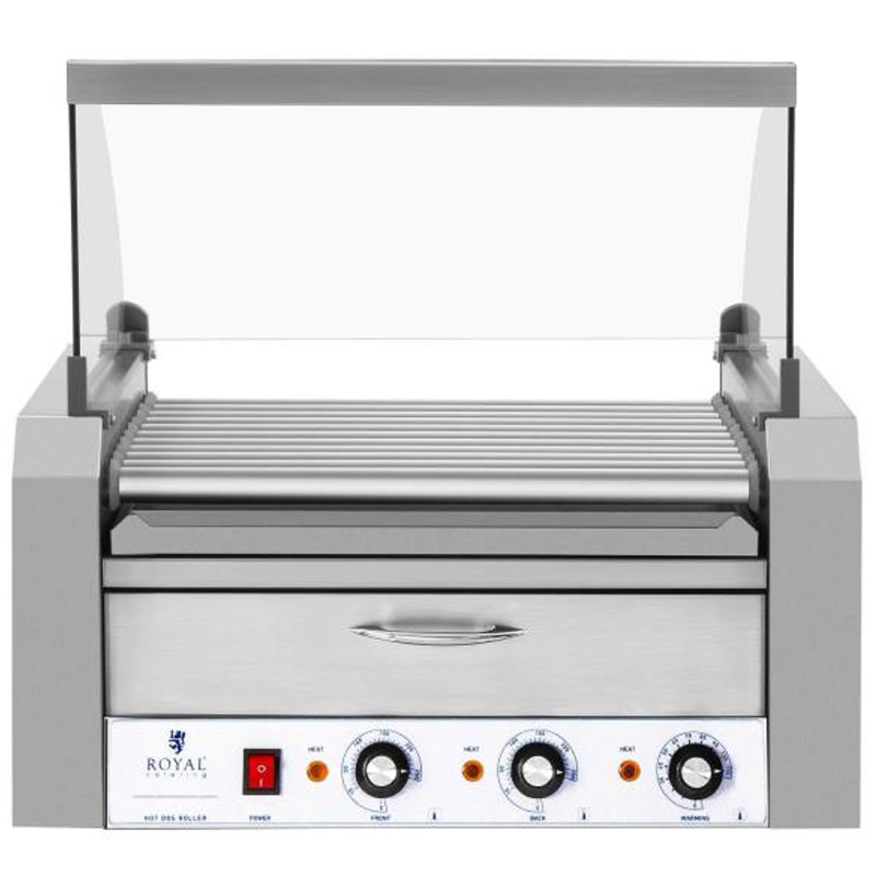 Roletas su dangteliu ir kaitinimo stalčiumi bandelėms 20 dešrelių HotDog 2600W 230V Royal Catering