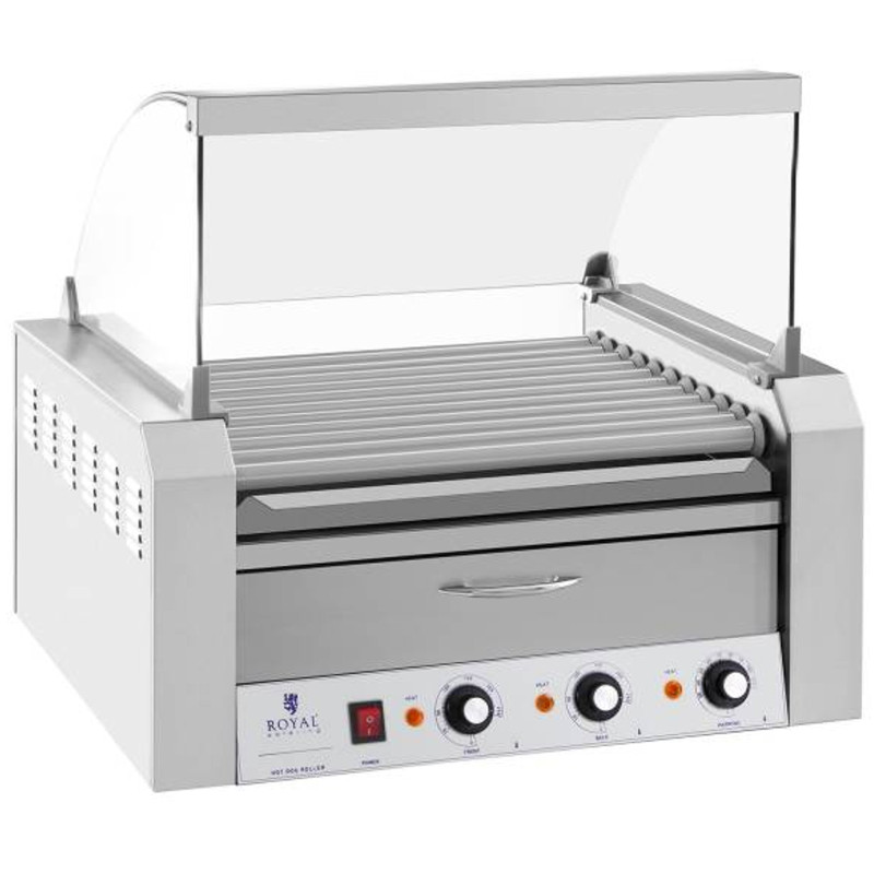 Roletas su dangteliu ir kaitinimo stalčiumi bandelėms 20 dešrelių HotDog 2600W 230V Royal Catering