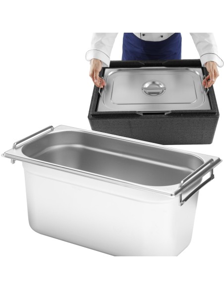 Maitinimo konteineris GN 1/3 su ištraukiamomis rankenomis 325x176x200mm 7,8L Hendi 817452
