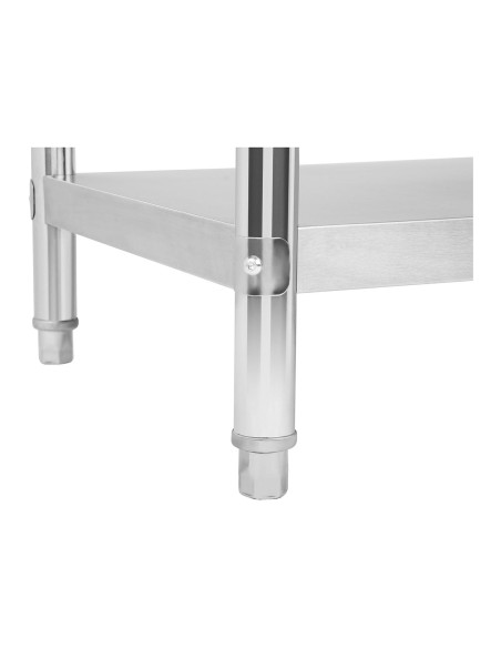 Stalas su sieniniu gastronominiu stalviršiu su apvadu ir lentyna 180x60cm Stalas su sieniniu gastronominiu stalviršiu su apvadu ir lentyna 180x60cm