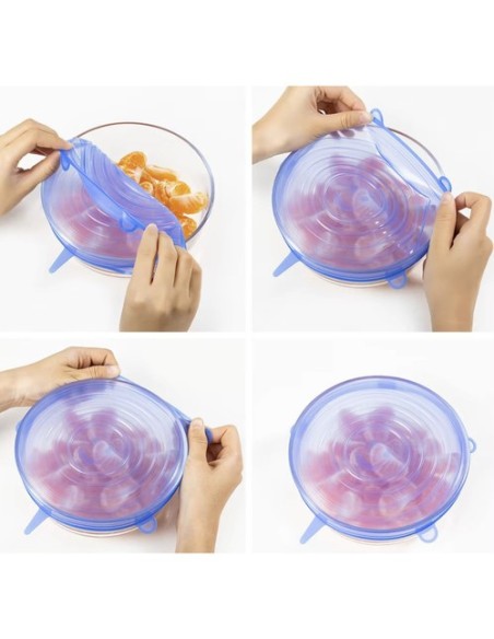 Silikoniniai dangteliai - rinkinyje 6 vnt