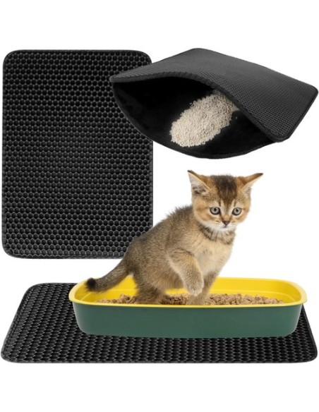 Dvisluoksnis kačių kraiko kilimėlis 50x40 cm juodas