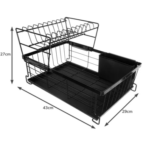 Dviaukštė indų džiovyklė 43x29x27 cm juoda