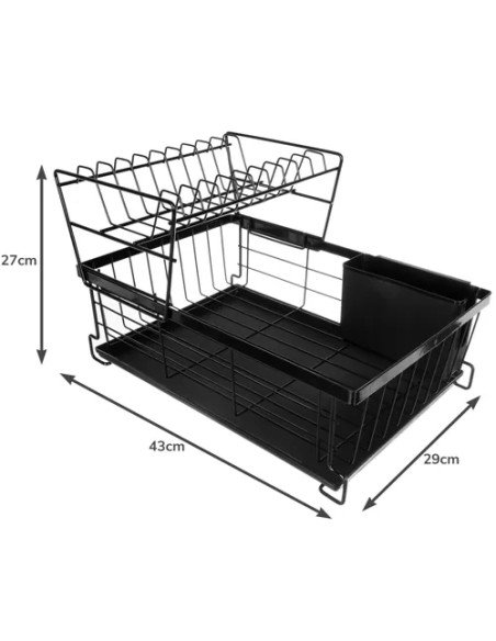 Dviaukštė indų džiovyklė 43x29x27 cm juoda