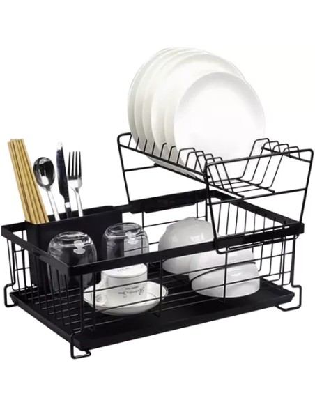 Dviaukštė indų džiovyklė 43x29x27 cm juoda