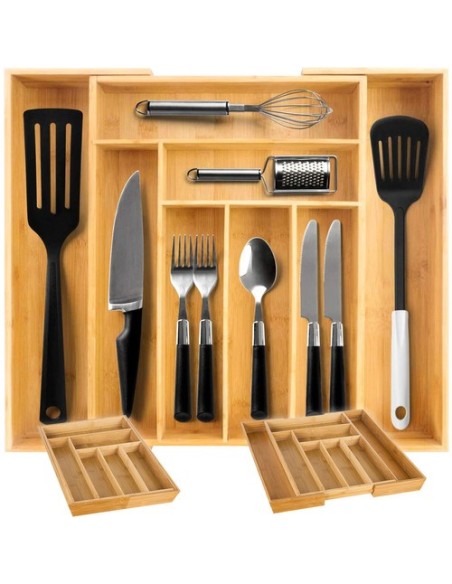 Bambukinis įrankių dėklas stalčiui 50x45x4,6 cm