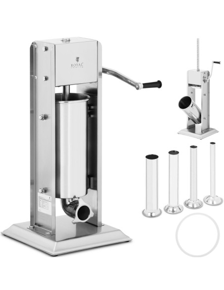 Stuffer filler vertikalus rankinis dešrų purkštuvas 5 l + 4 piltuvėliai Stuffer filler vertikalus rankinis dešrų purkštuvas 5 l + 4 piltuvėliai