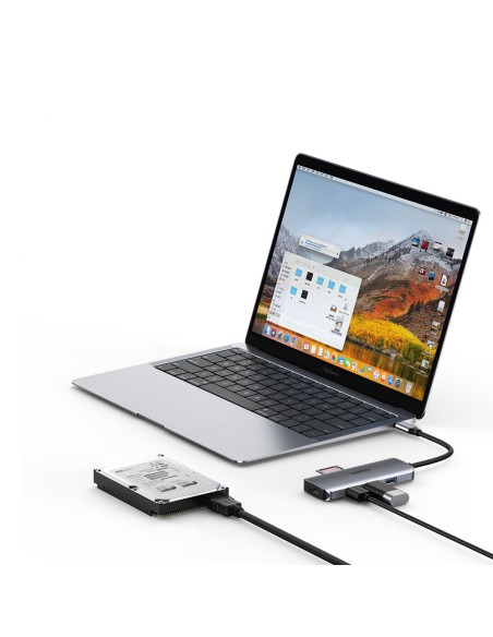 Daugiafunkcis USB HUB Type C – 3xUSB kortelių skaitytuvas SD ir TF HDMI 4K 7in1 pilka Daugiafunkcis USB HUB Type C – 3xUSB kortelių skaitytuvas SD ir TF HDMI 4K 7in1 pilka