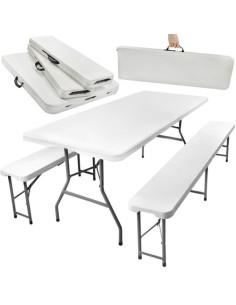 Sulankstomas sodo stalas 180 cm + 2 suolai