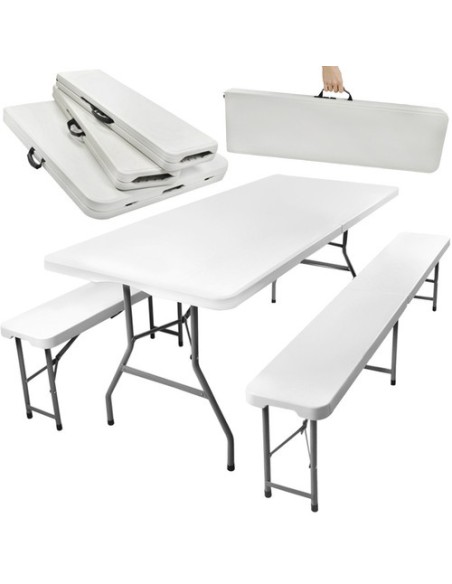 Sulankstomas sodo stalas 180 cm + 2 suolai