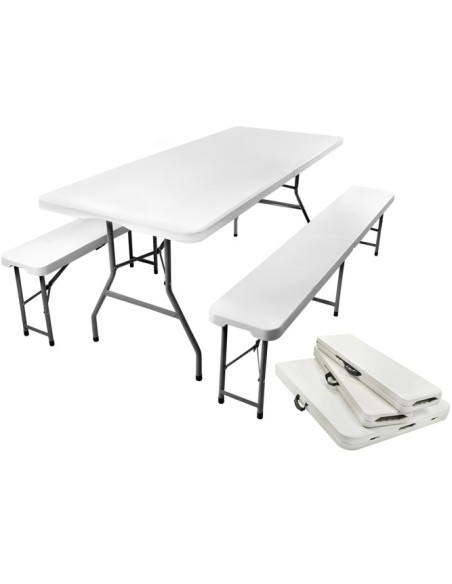 Sulankstomas sodo stalas 180 cm + 2 suolai