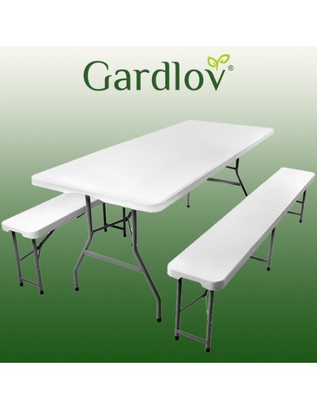 Sulankstomas sodo stalas 180 cm + 2 suolai
