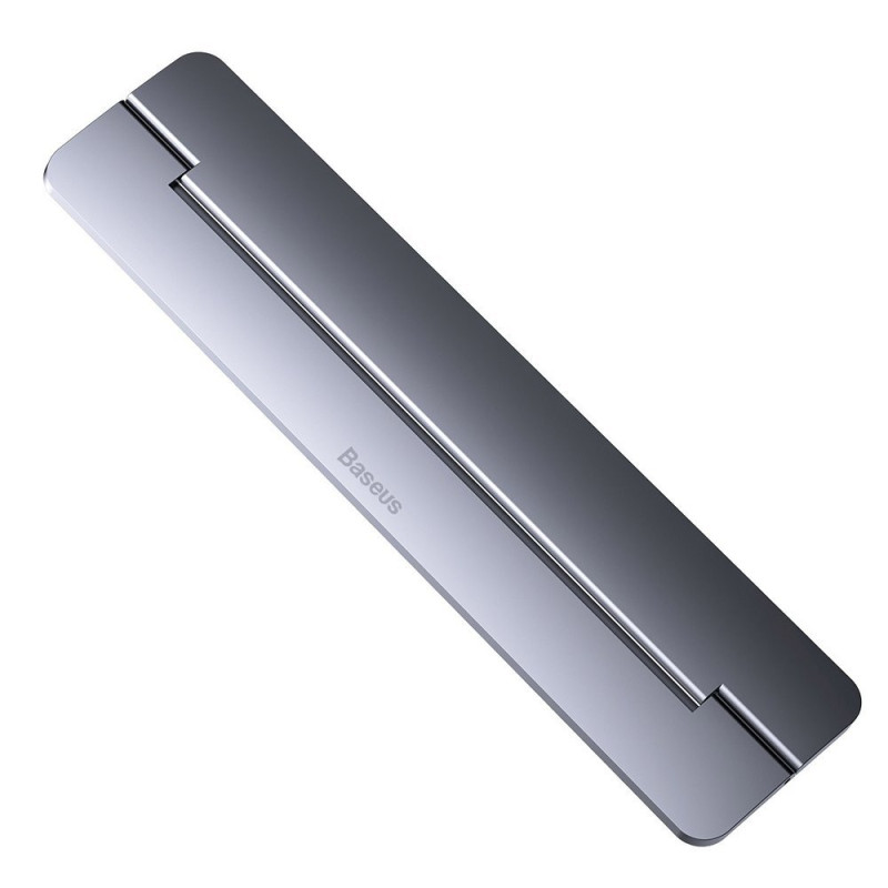 Nešiojamojo kompiuterio stovas MacBook itin plonas sulankstomas lipnus aliuminis tamsiai pilkas