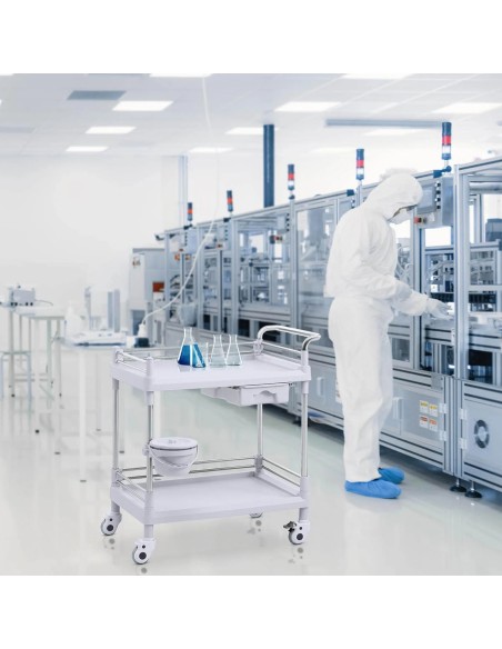 Kosmetikos procedūrų laboratorinis vežimėlis 2 lentynos 1 stalčius 82 x 52 x 91 cm 20 kg Kosmetikos procedūrų laboratorinis vežimėlis 2 lentynos 1 stalčius 82 x 52 x 91 cm 20 kg