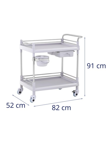 Kosmetikos procedūrų laboratorinis vežimėlis 2 lentynos 1 stalčius 82 x 52 x 91 cm 20 kg Kosmetikos procedūrų laboratorinis vežimėlis 2 lentynos 1 stalčius 82 x 52 x 91 cm 20 kg