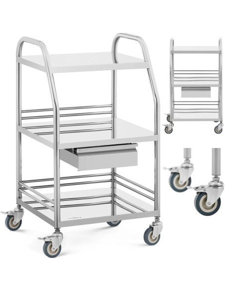 Kosmetinio gydymo laboratorinis vežimėlis STEEL 3 lentynos 1 stalčius 49 x 36 x 85 cm 30 kg Kosmetinio gydymo laboratorinis vežimėlis STEEL 3 lentynos 1 stalčius 49 x 36 x 85 cm 30 kg