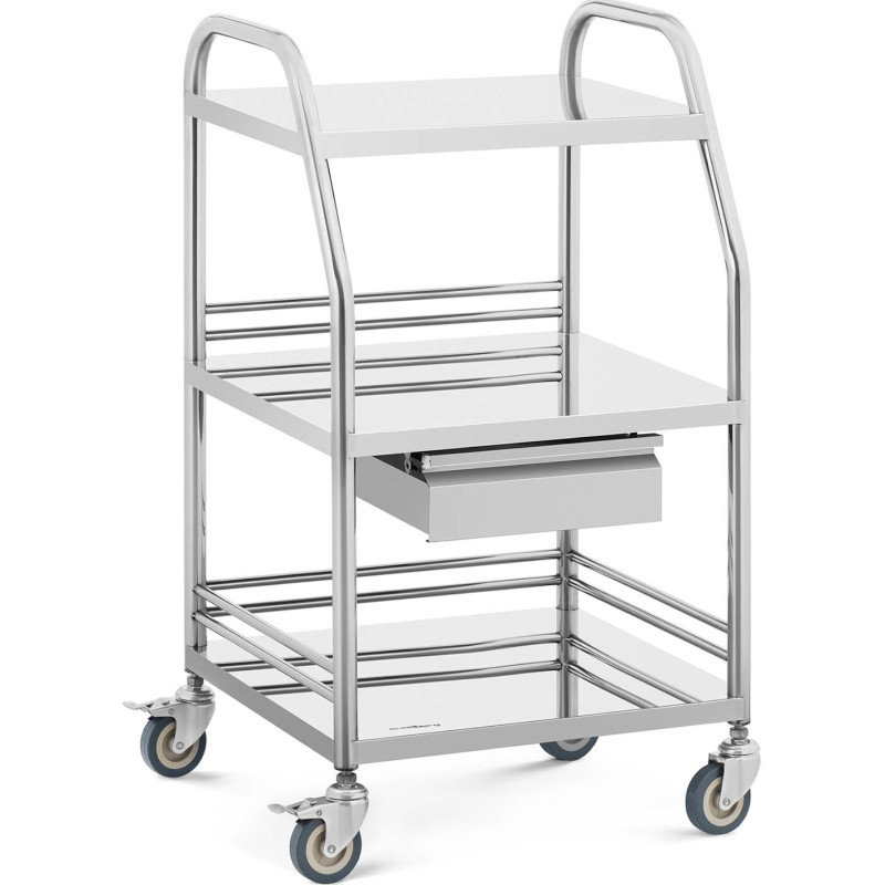 Kosmetinio gydymo laboratorinis vežimėlis STEEL 3 lentynos 1 stalčius 49 x 36 x 85 cm 30 kg