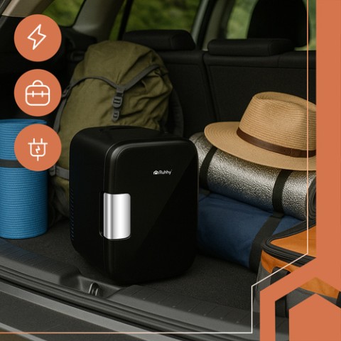 4L kelioninis šaldytuvas - juodas