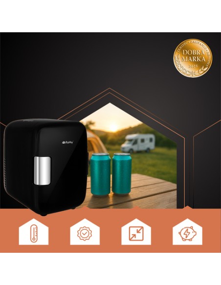 4L kelioninis šaldytuvas - juodas