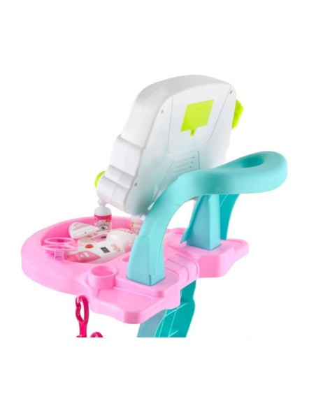 Mažas gydytojo komplektas - rožinis vežimėlis