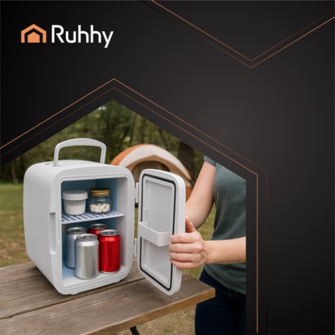 4L kelioninis šaldytuvas - baltas