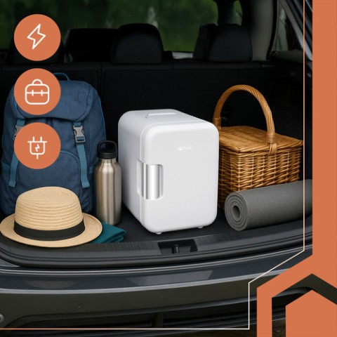 4L kelioninis šaldytuvas - baltas