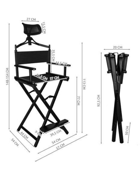 Aliuminio makiažo kėdė su galvos atrama